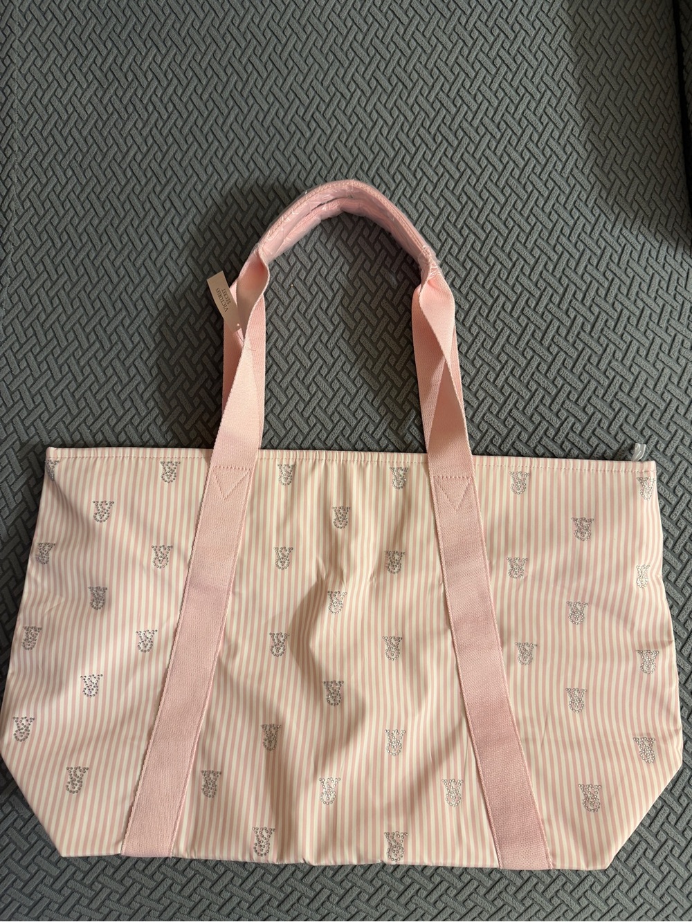 Victoria's Secret Light Pink Striped Tote Bag